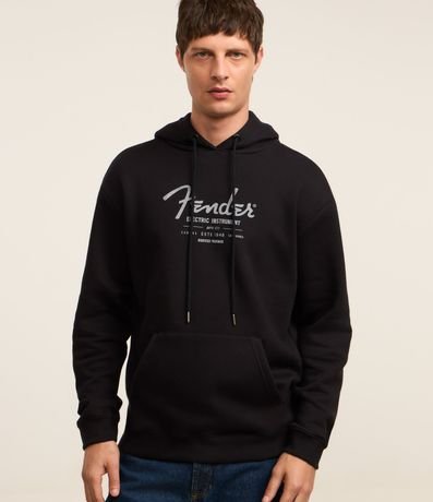 Saco Cerrado en Algodón con Felpa con Estampa Lettering y Capucha