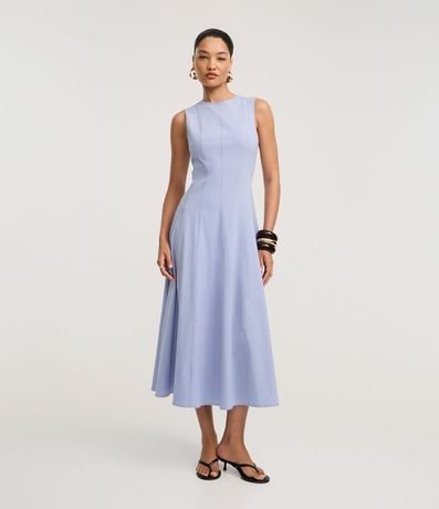 Vestido Evasê Midi en Bengalina con Bretel Ancho