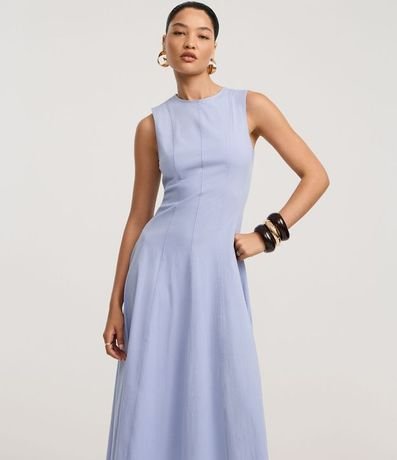 Vestido Evasê Midi en Bengalina con Bretel Ancho 2