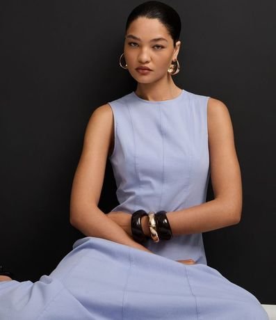 Vestido Evasê Midi en Bengalina con Bretel Ancho 5