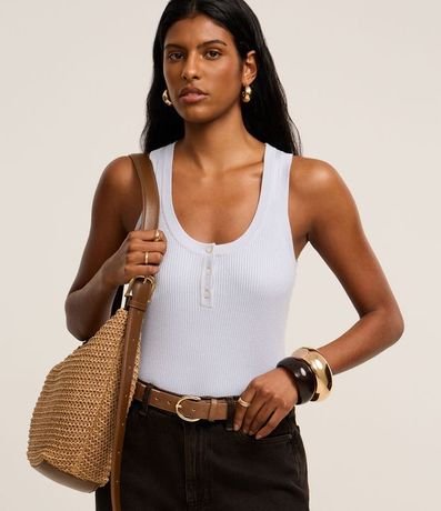 Blusa Básica Acanalada en Punto con Escote U