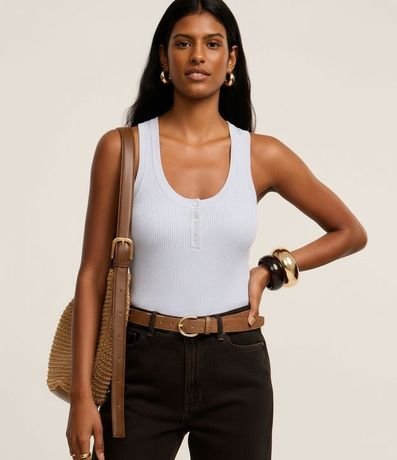 Blusa Básica Acanalada en Punto con Escote U 5