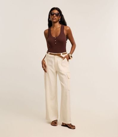 Blusa Básica Acanalada en Punto con Escote U 2