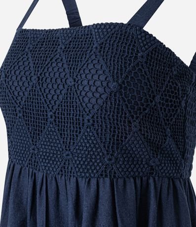 Vestido Evasê Midi en Viscolino con Busto con Efecto Ganchillo 6