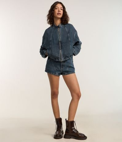 Campera Jeans con Cremallera y Recortes 2