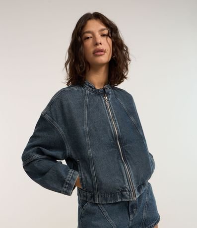 Campera Jeans con Cremallera y Recortes 3