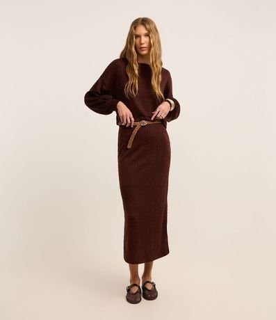 Pollera Recta Larga Cintura Mediana en Malla Texturizada