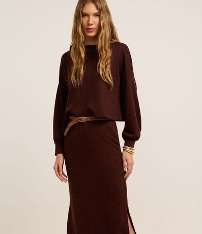 Pollera Recta Larga Cintura Mediana en Malla Texturizada 2