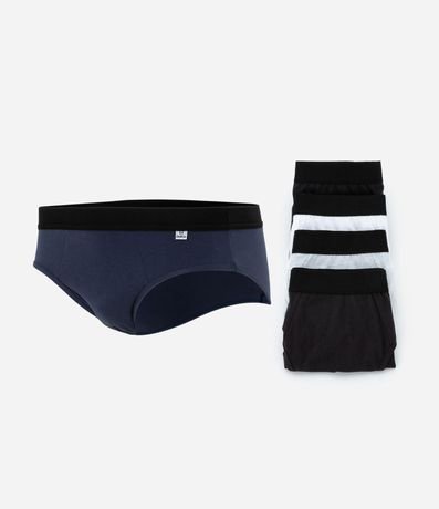 Kit 05 Calzoncillos Slip en Algodón con Elástico Aparente Del Rio