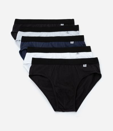 Kit 05 Calzoncillos Slip en Algodón con Elástico Aparente Del Rio 5