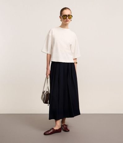 Remera Boxy en Algodón con Rayas en la Manga y Espalda 2