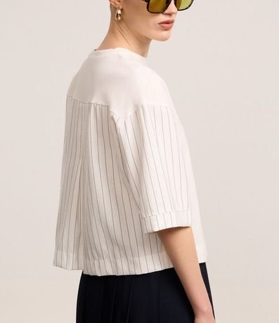 Remera Boxy en Algodón con Rayas en la Manga y Espalda 3