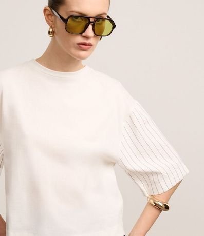 Remera Boxy en Algodón con Rayas en la Manga y Espalda 4