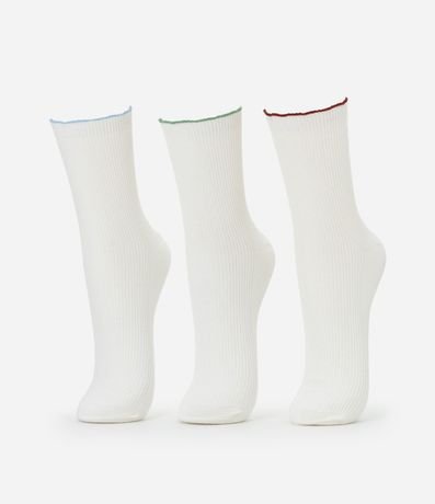 Kit 03 Media Caña Larga en Algodón con Frufru y Bordado de Amuletos 2