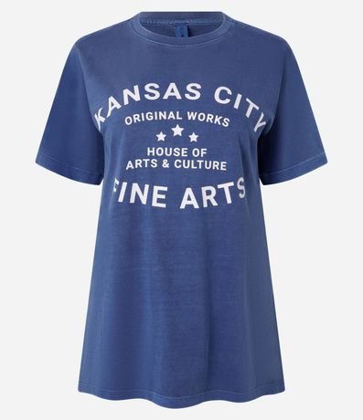 Remera Alargada en Algodón con Lettering Kansas City 4