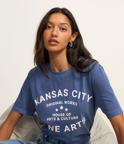 Remera Alargada en Algodón con Lettering Kansas City