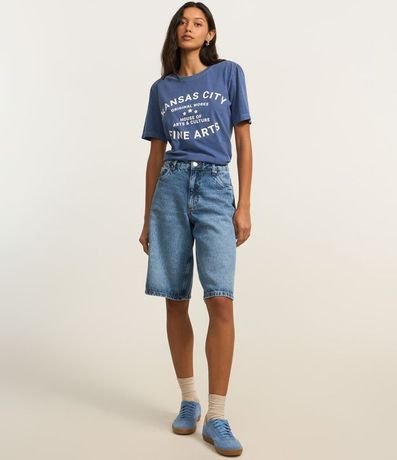 Remera Alargada en Algodón con Lettering Kansas City 2