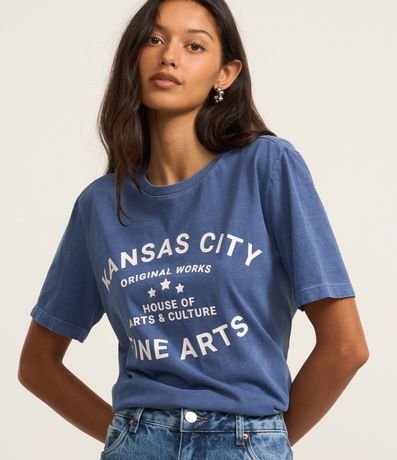 Remera Alargada en Algodón con Lettering Kansas City 3