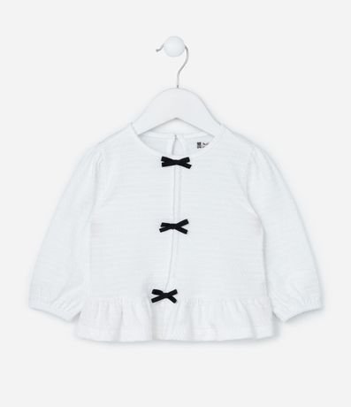 Blusa Infantil Texturizada con Lacitos Contrastantes - Talle 0 a 18 meses