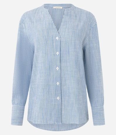 Camisa en Viscolino Rayada con Cuello Padre 5