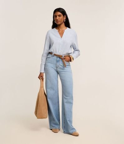 Camisa en Viscolino Rayada con Cuello Padre 2