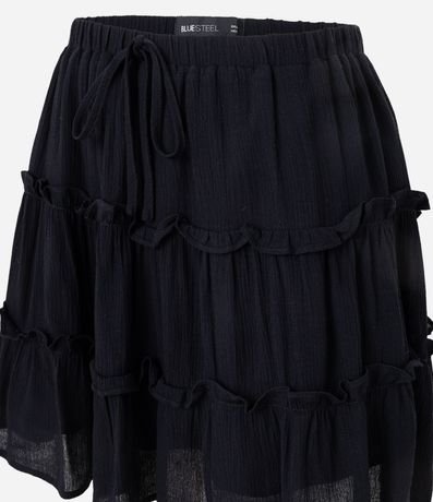 Pollera Corta Texturizada en Viscosa con Volados 6