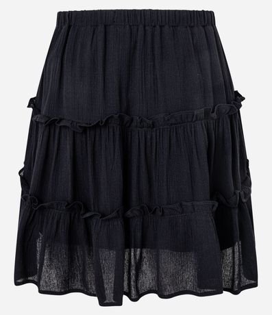 Pollera Corta Texturizada en Viscosa con Volados 7