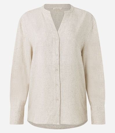 Camisa Texturizada en Viscolino y Cuello Padre