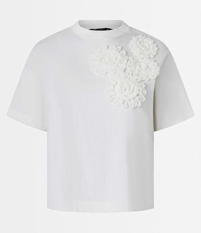 Blusa en Algodón con Flores de Tejido en el Hombro 5