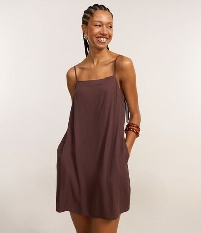 Vestido Corto en Viscosa con Lazo en los Breteles