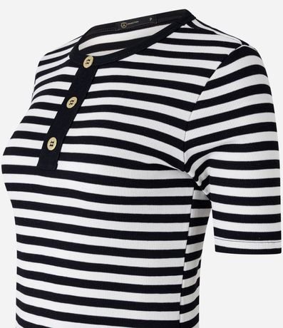 Blusa Slim Rayada en Rib con Textura Acanalada 6