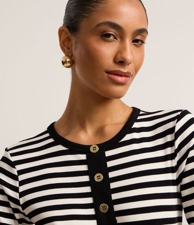 Blusa Slim Rayada en Rib con Textura Acanalada 4