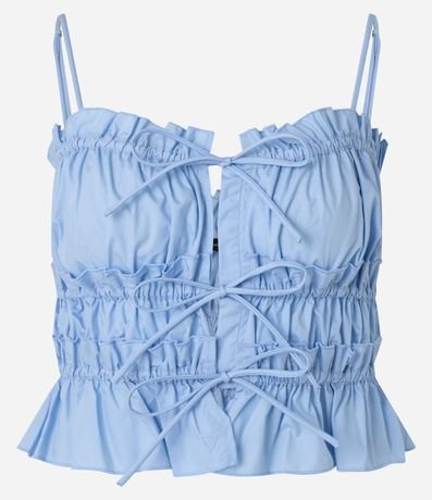 Blusa de Asa en Tricolina con Amarraciones y Fruncidos 6