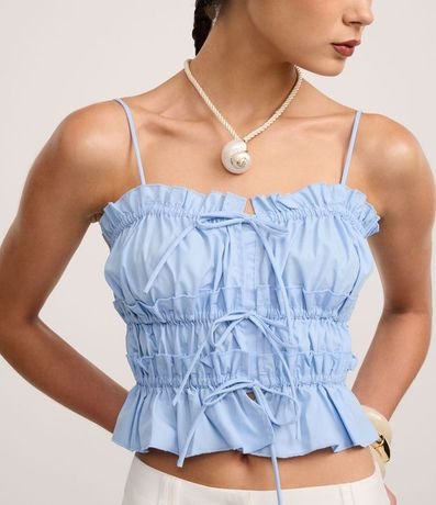 Blusa de Asa en Tricolina con Amarraciones y Fruncidos 4