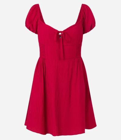 Vestido Godê Texturizado con Manga Princesa y Lastex 4