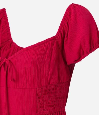 Vestido Godê Texturizado con Manga Princesa y Lastex 5