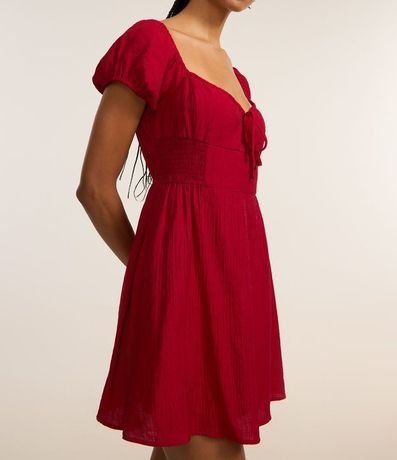 Vestido Godê Texturizado con Manga Princesa y Lastex 2