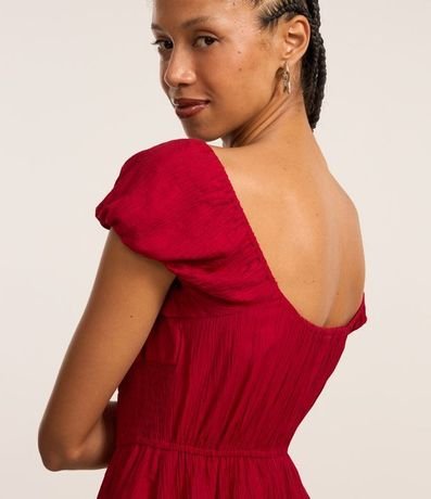 Vestido Godê Texturizado con Manga Princesa y Lastex 3