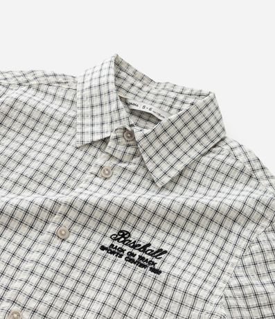 Camisa Infantil en Franela con Estampa de Cuadros y Lettering Bordado Baseball - Talle 5 a 14 años 5