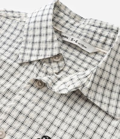 Camisa Infantil en Franela con Estampa de Cuadros y Lettering Bordado Baseball - Talle 5 a 14 años 6