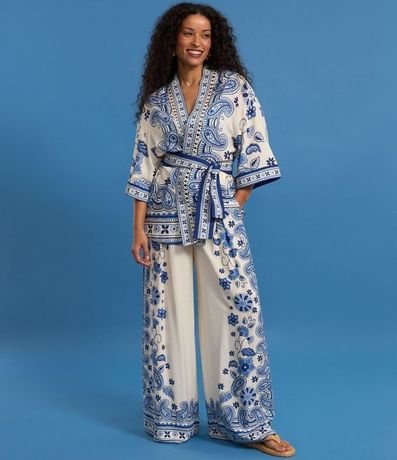 Pantalón Wide Leg con Estampa Arabescos 6