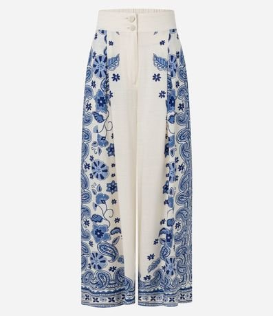 Pantalón Wide Leg con Estampa Arabescos 7