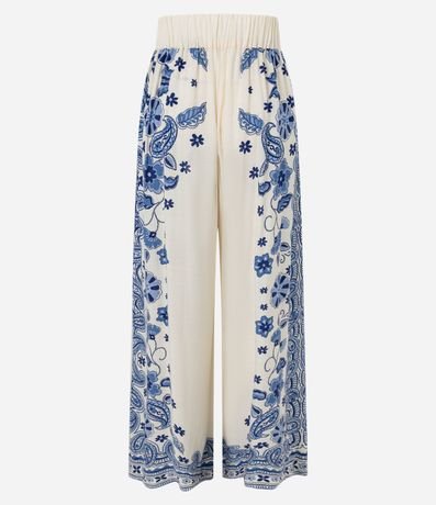Pantalón Wide Leg con Estampa Arabescos 9