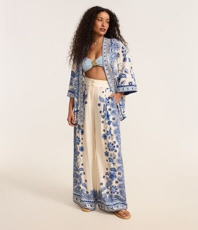 Pantalón Wide Leg con Estampa Arabescos 2