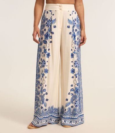 Pantalón Wide Leg con Estampa Arabescos 4