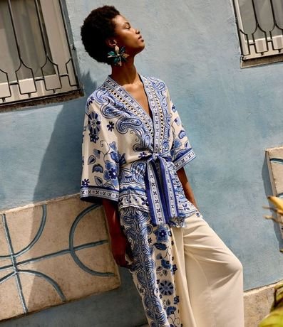 Pantalón Wide Leg con Estampa Arabescos