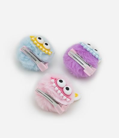 Kit 03 Pinzas para el pelo Infantil Carita de Monstritos - Talle único 2