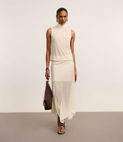 Blusa en Crepé con Pañuelo Para Lazo en el Cuello 2