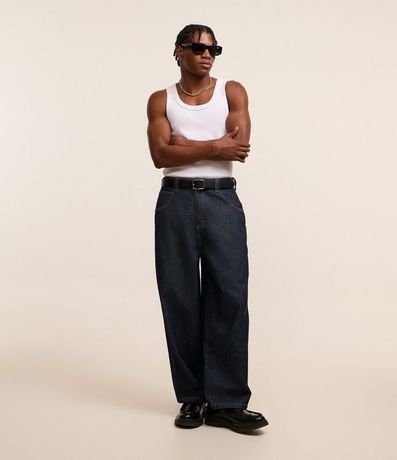 Pantalón Skater en Jeans con Costuras Contrastantes