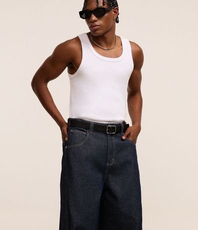 Pantalón Skater en Jeans con Costuras Contrastantes 4